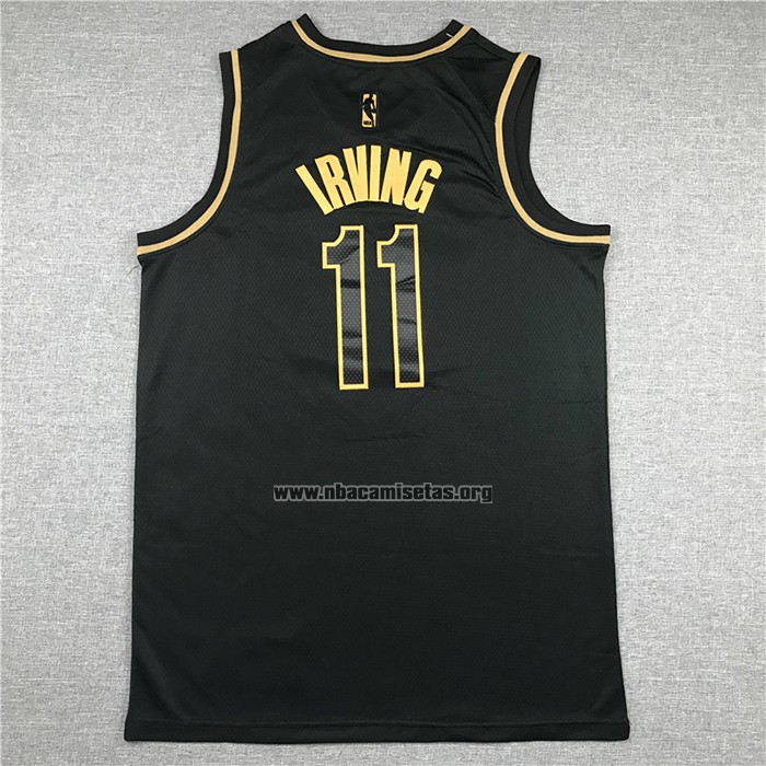 Camiseta Golden Edition Brooklyn Nets Kyrie Irving NO 11 Negro